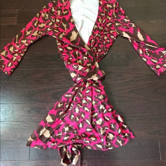 pink leopard wrap dress